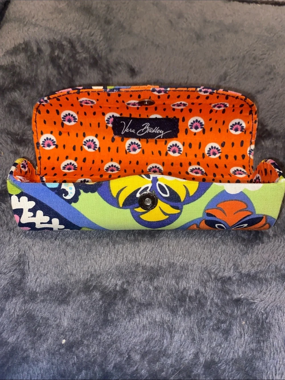 Vera Bradley Floral Fold-Over Glasses Case in Pink, Orange, Navy and Green